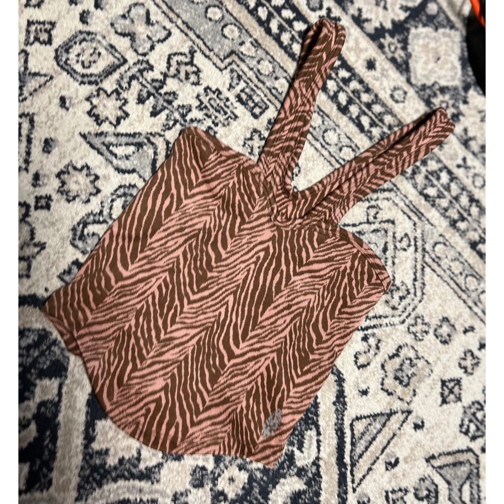 Free People Movement Zebra Print Crop Tank Top Brown Pink XS/S Built In Bra
